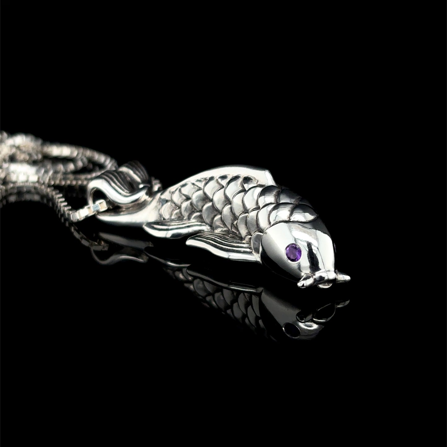Amethyst Koi Fish Necklace