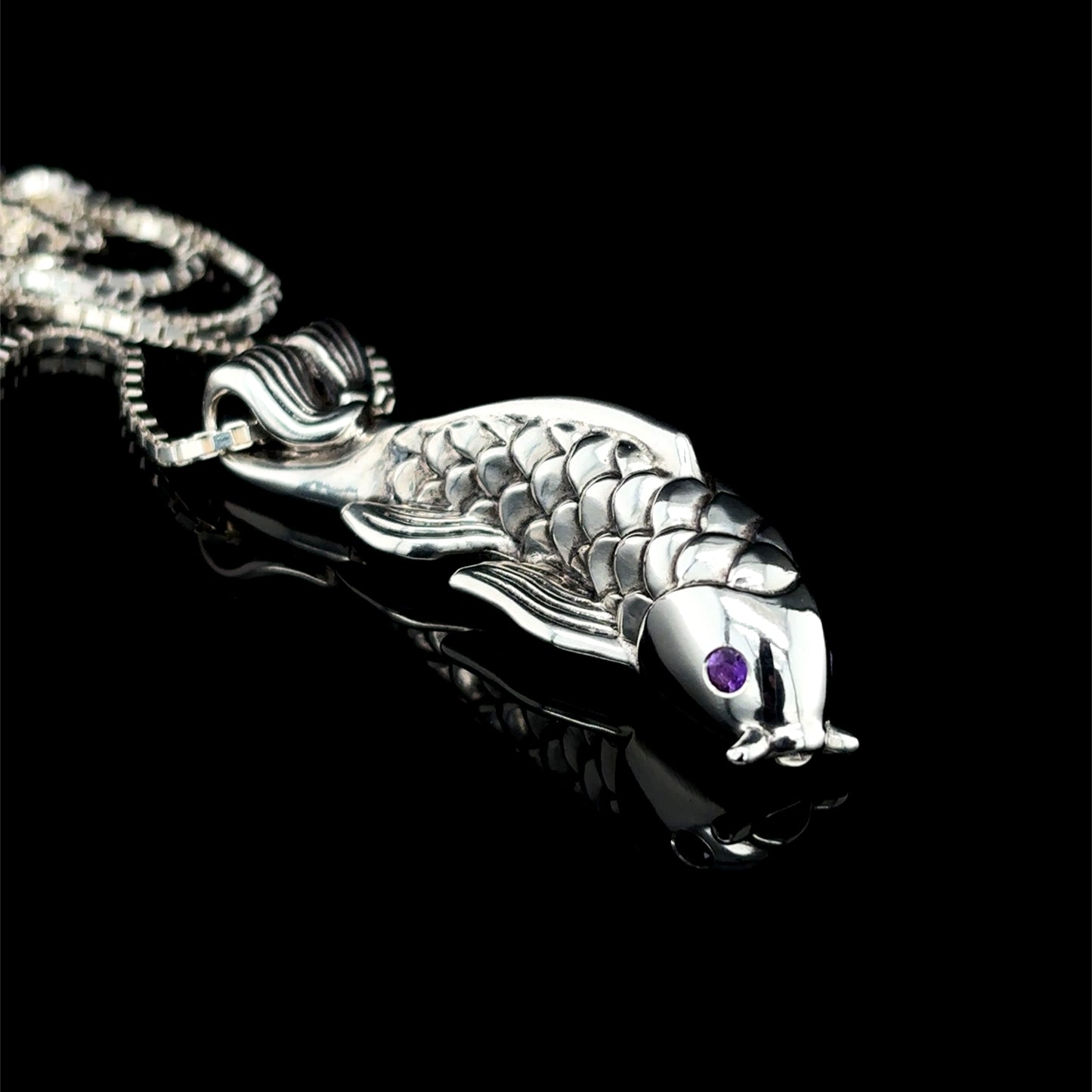 Amethyst Koi Fish Necklace