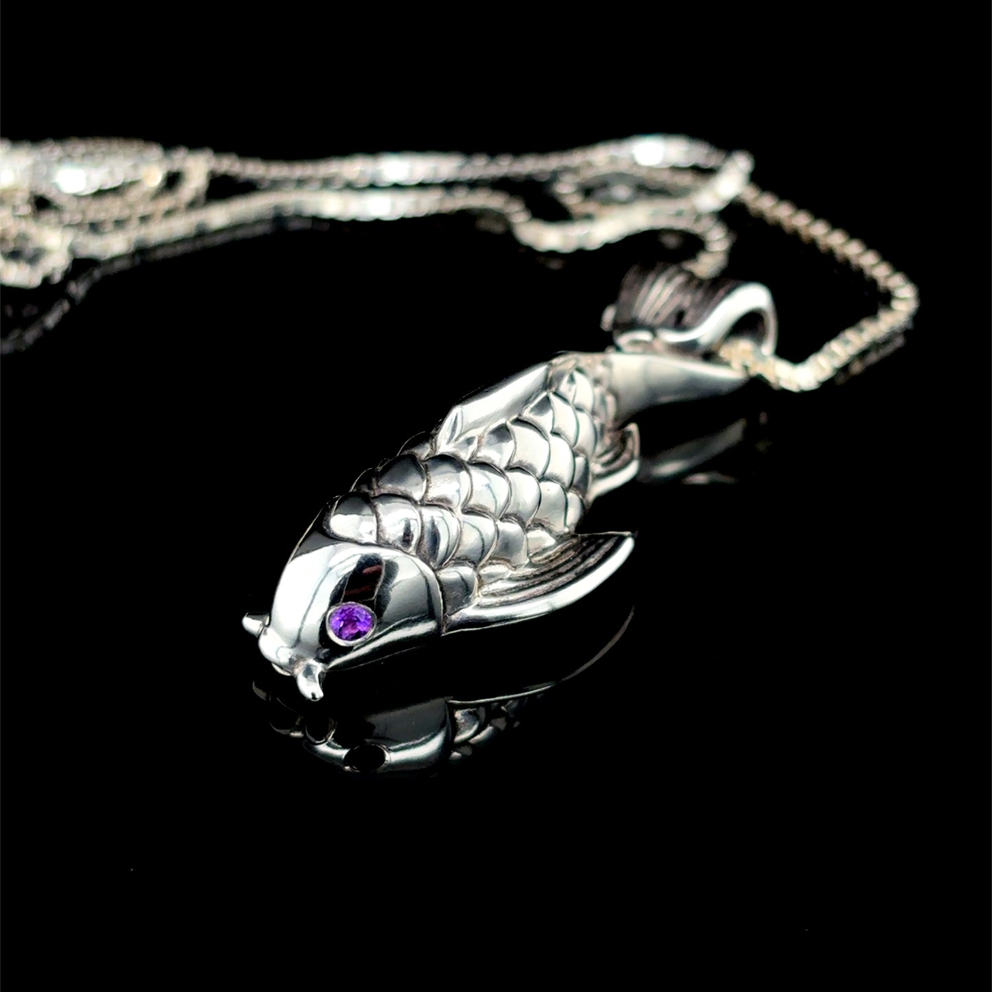 Amethyst Koi Fish Necklace