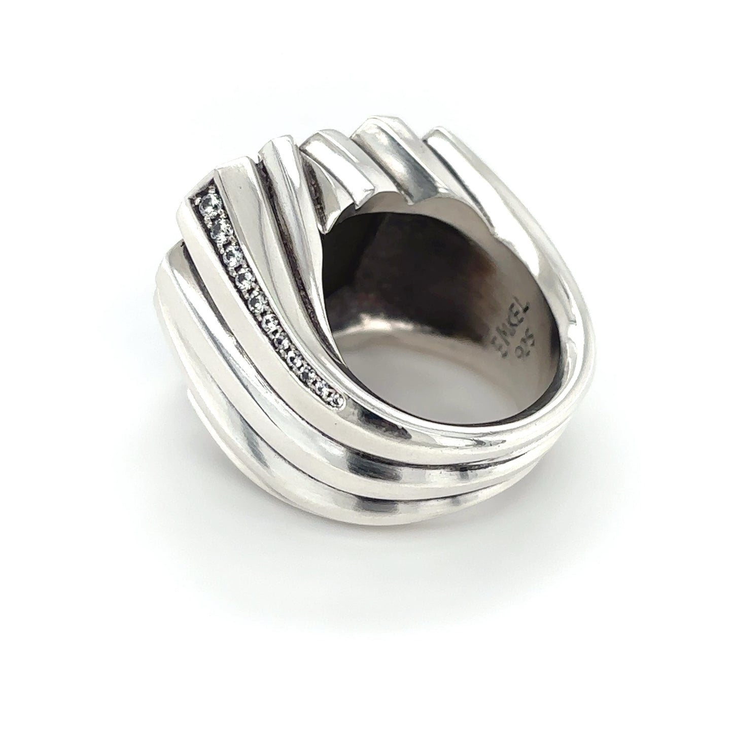 Turquoise Sapphire Basalt Tower Ring
