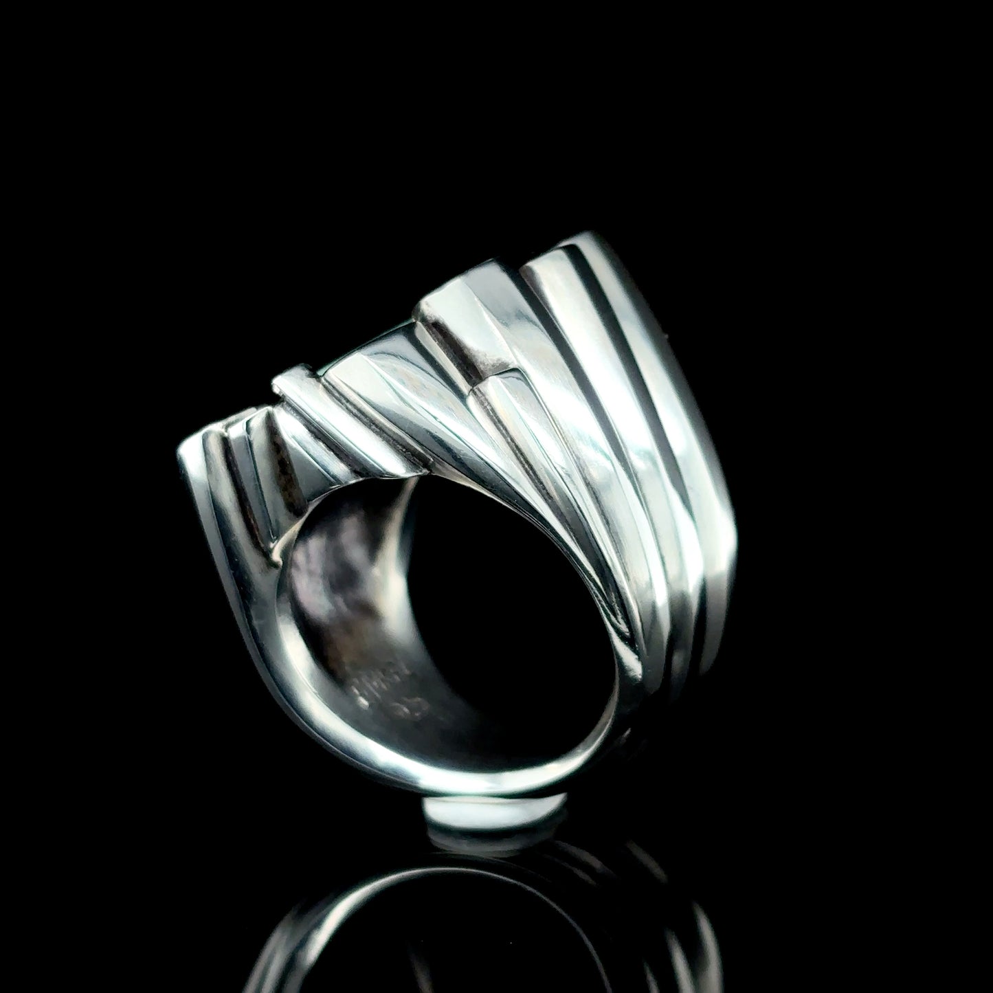Turquoise Sapphire Basalt Tower Ring