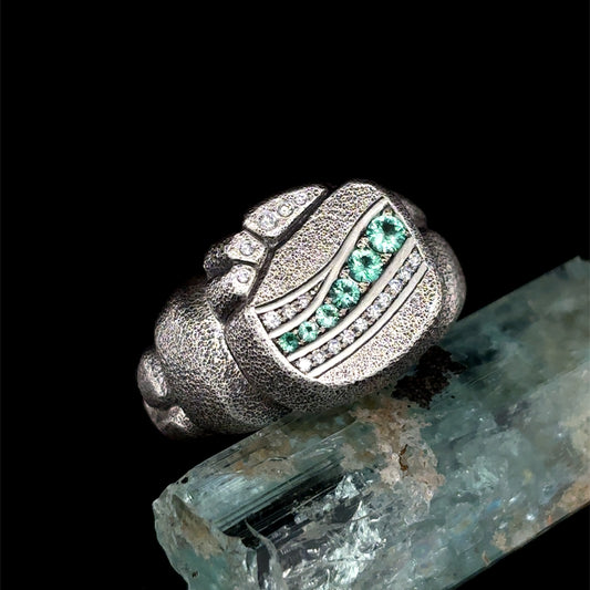 Emerald & Diamond Ancient Stones Ring