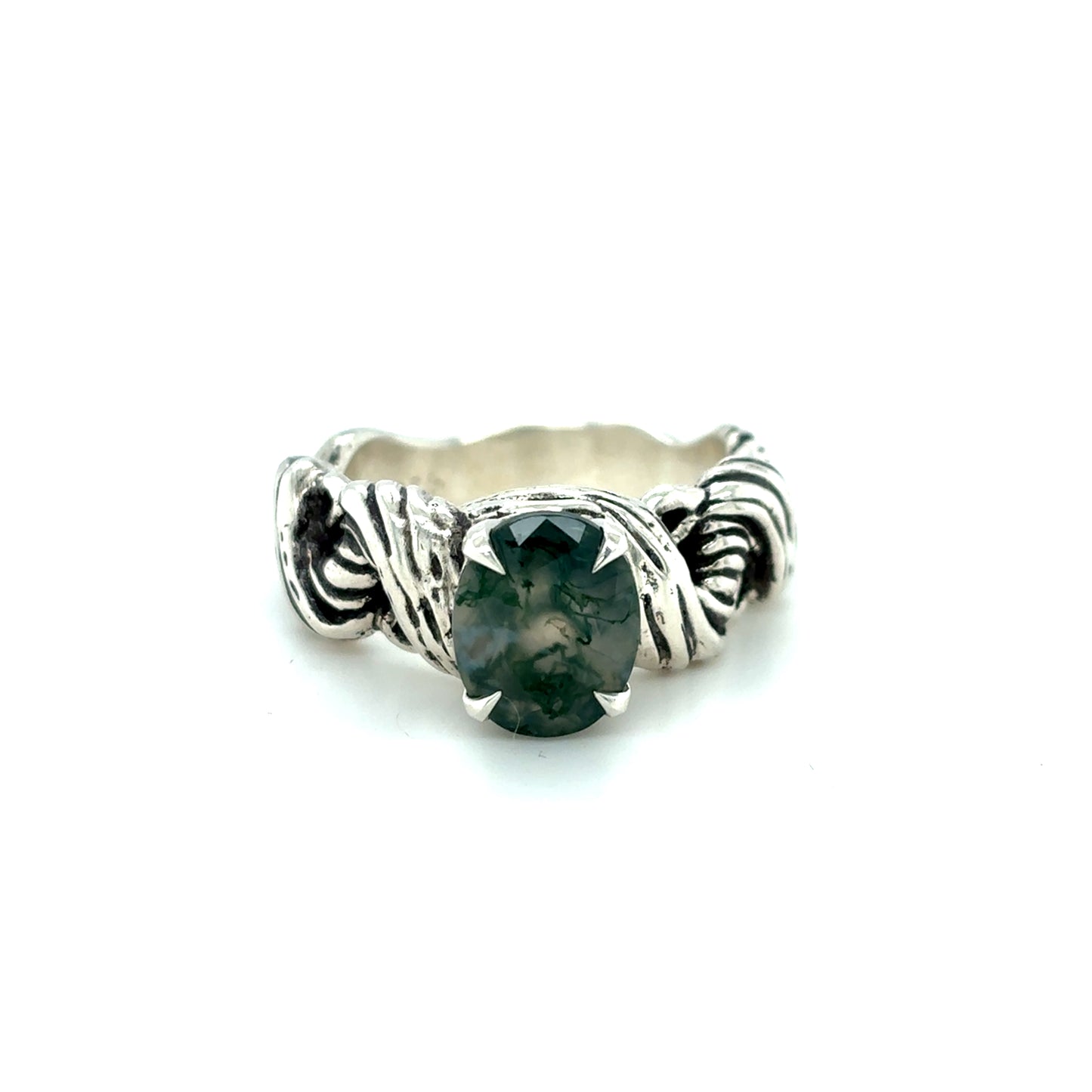 Moss Agate Juniper Ring