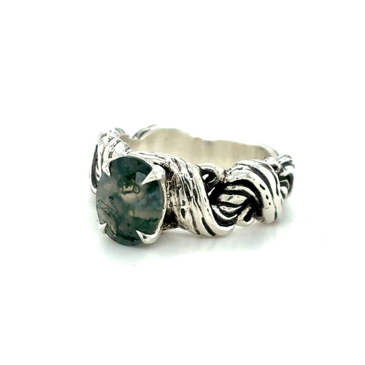 Moss Agate Juniper Ring