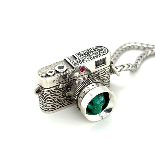 Leica Camera Chrysoprase Skull Necklace