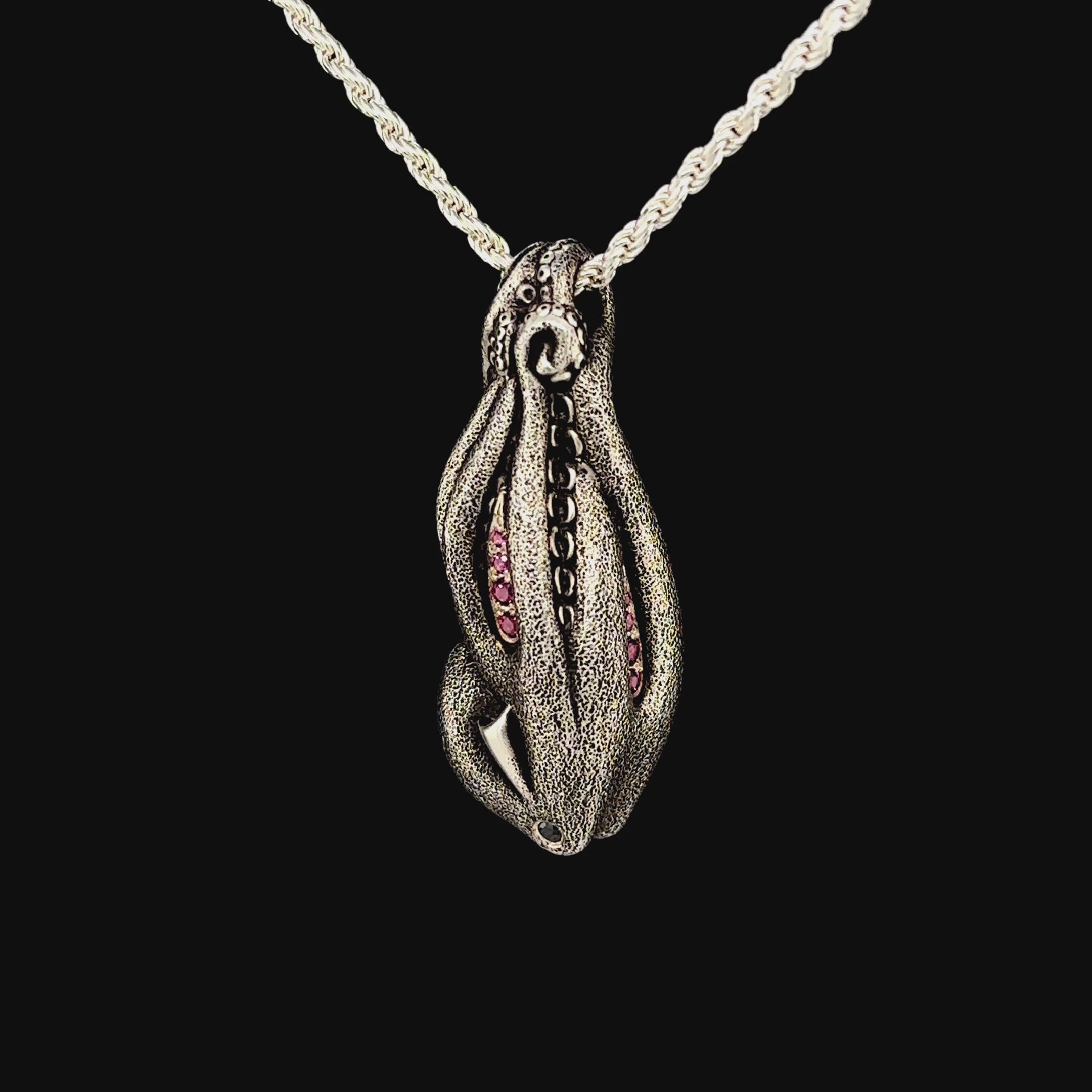 Rhodolite Octopus Necklace | emKel Jewelry
