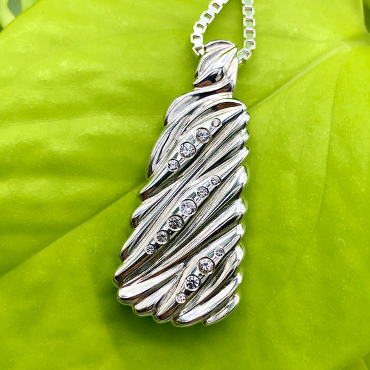 Flow Pendant with White Sapphires