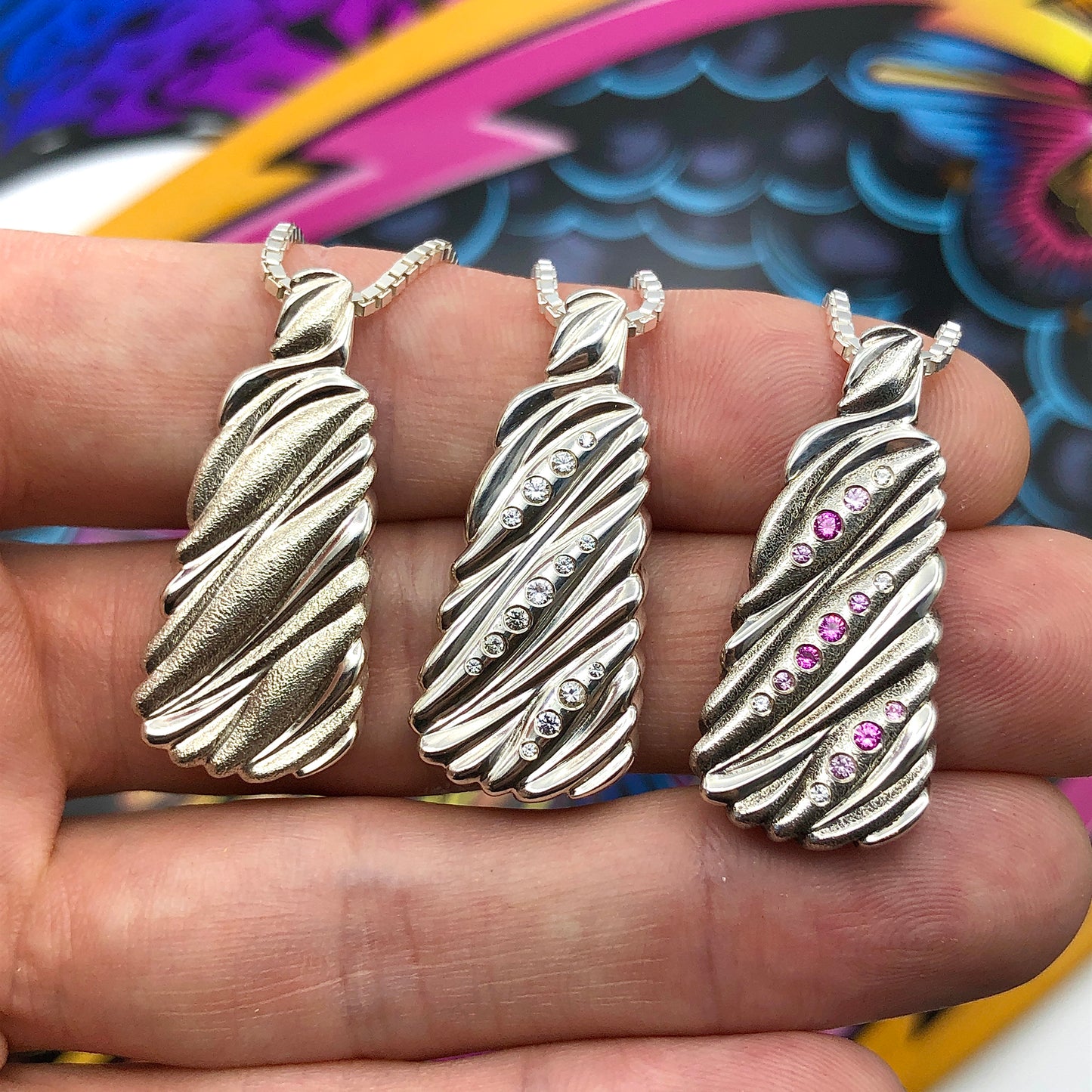 Flow Pendant with White Sapphires