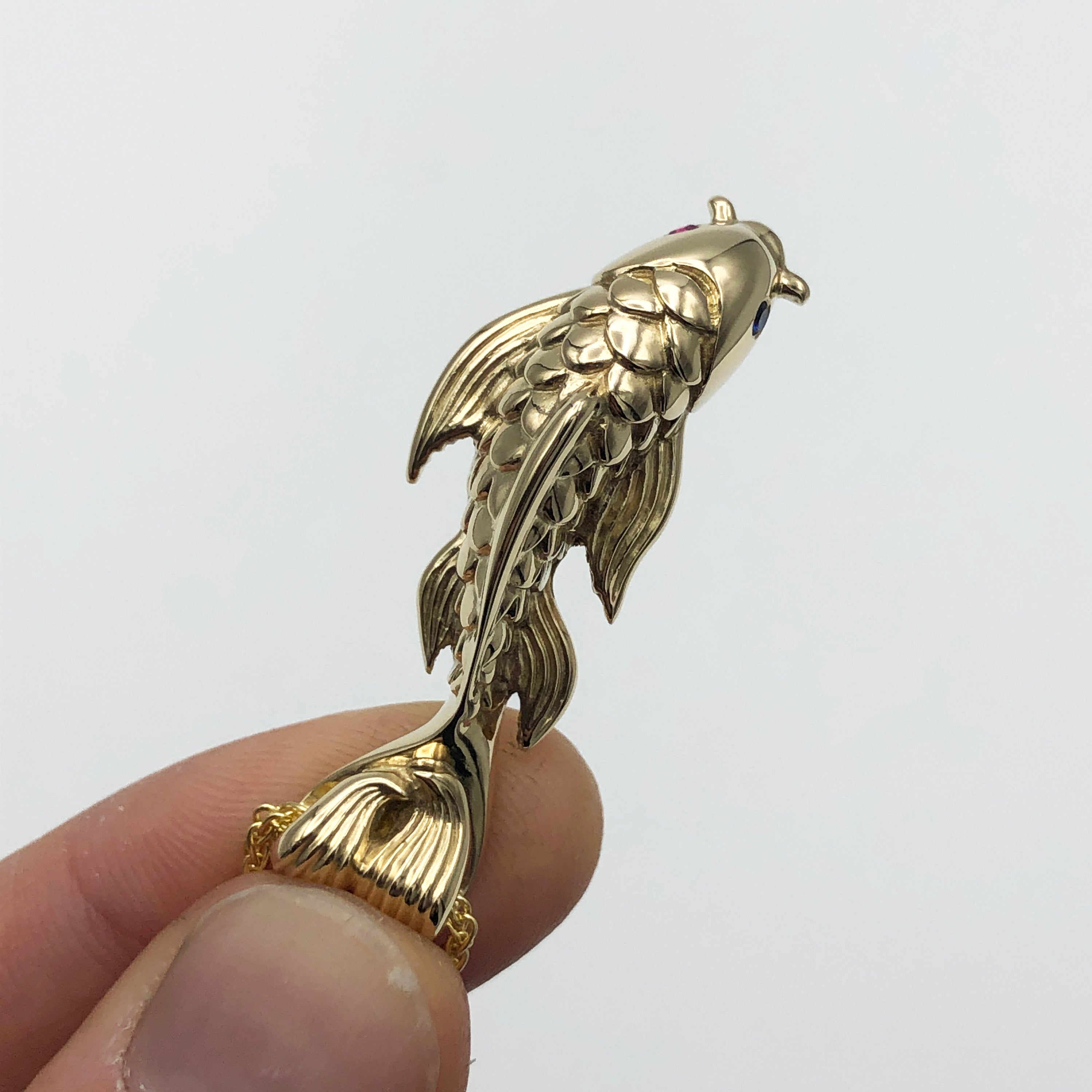 Mens Koi Fish Necklace Lucky Koifish Pendant Silver Asian Chinese Japa –  Gold Diamond Shop