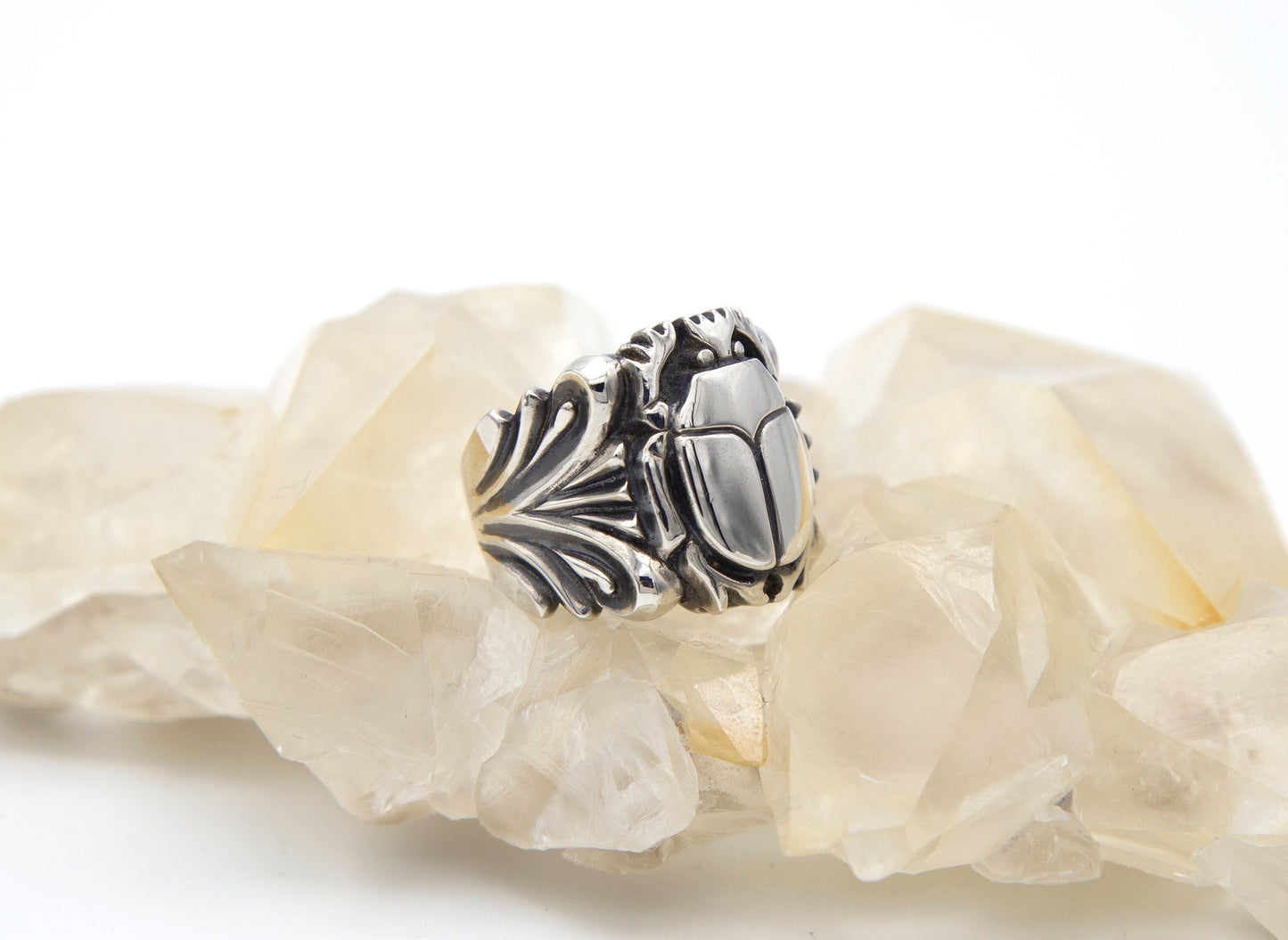 Scarab Filigree Sterling Silver Ring - Size 8