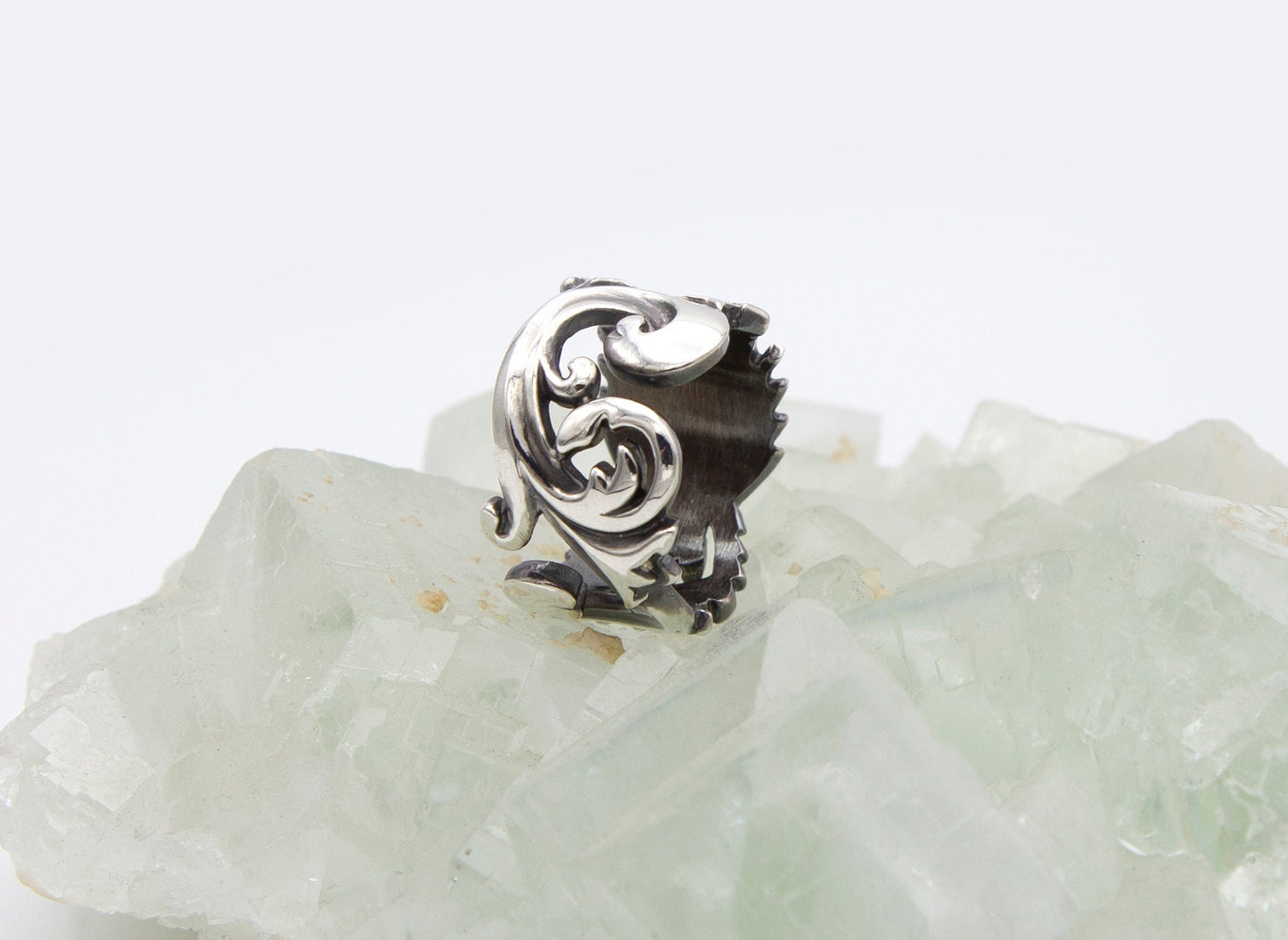 Scroll/Scarab Sterling Silver Ring - Size 8