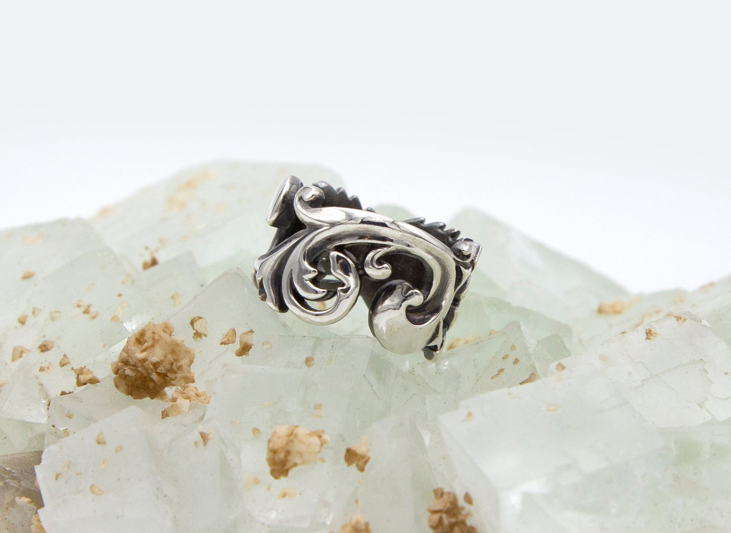 Scroll/Scarab Sterling Silver Ring - Size 8