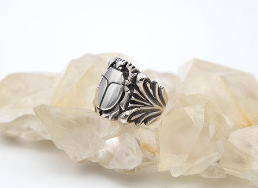 Scarab Filigree Sterling Silver Ring - Size 8