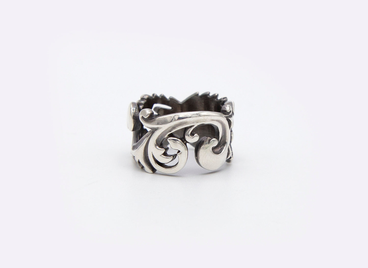 Scroll/Scarab Sterling Silver Ring - Size 8