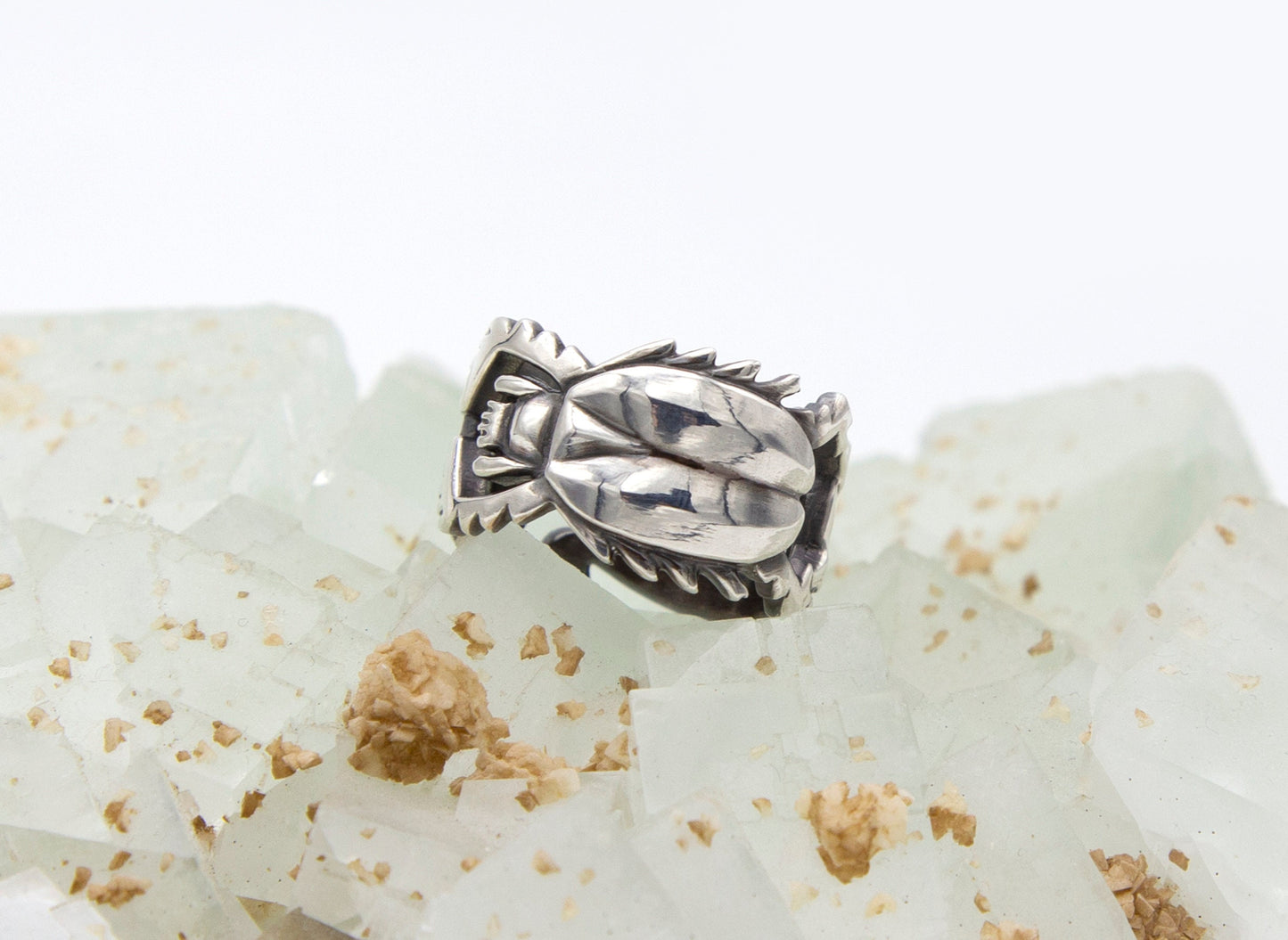 Scroll/Scarab Sterling Silver Ring - Size 8