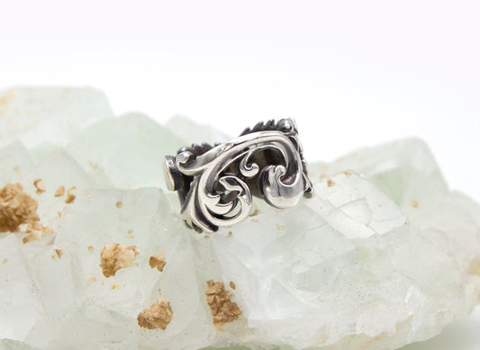 Scroll/Scarab Sterling Silver Ring - Size 8
