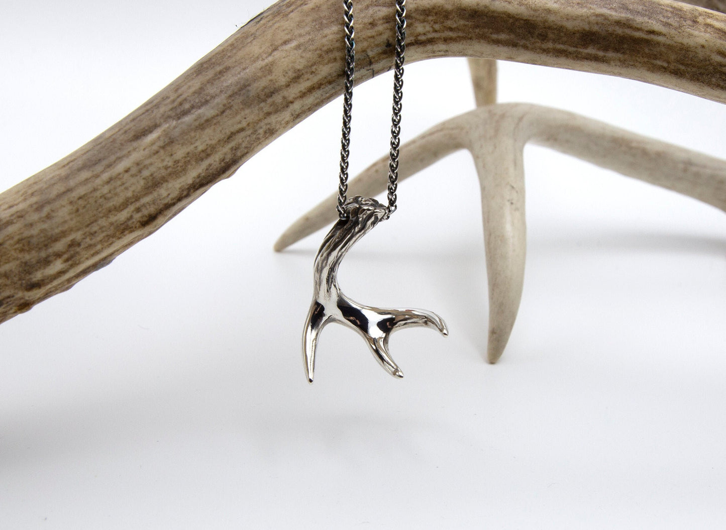 Deer Antler Sterling Silver Necklace