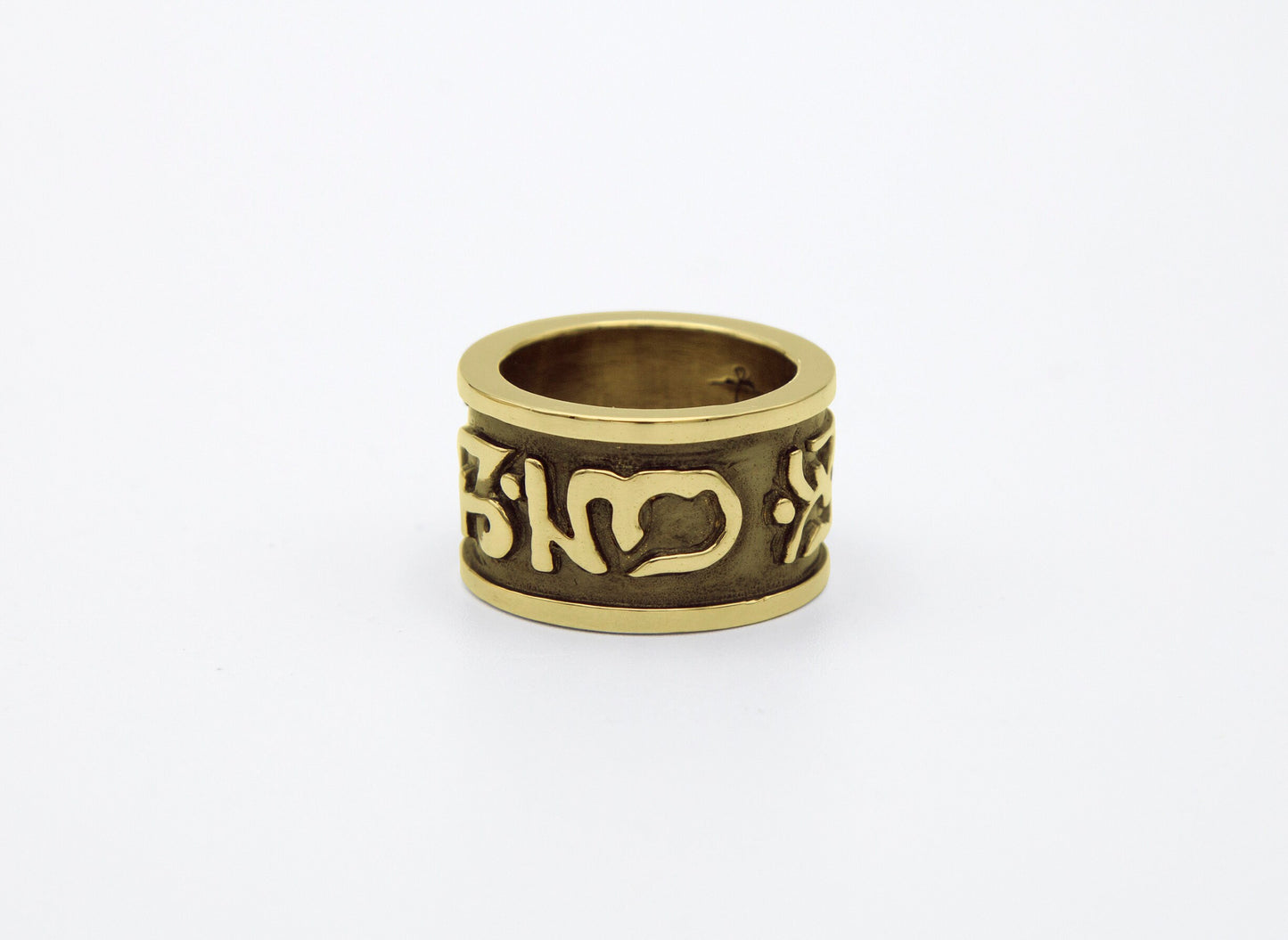 Tibetan Mantra Gold Ring - Size 8