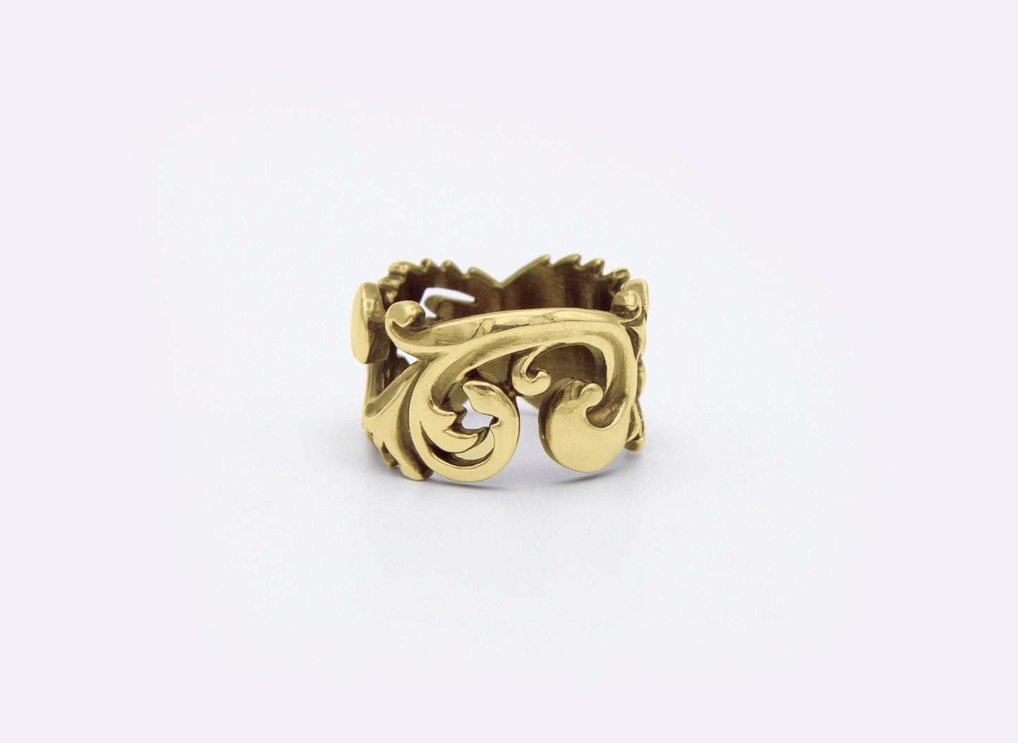 Scroll and Scarab Gold Ring - Size 8