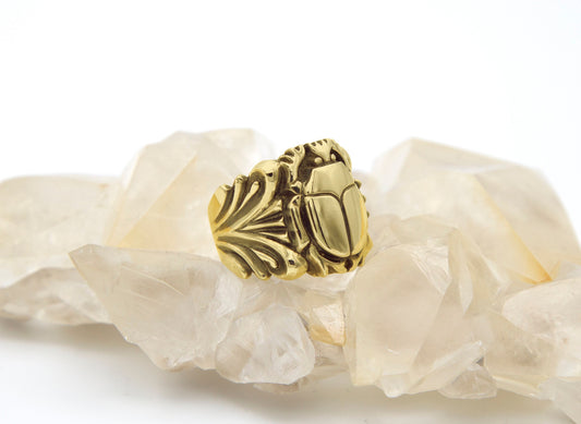 Scarab Filigree Gold Ring - Size 8