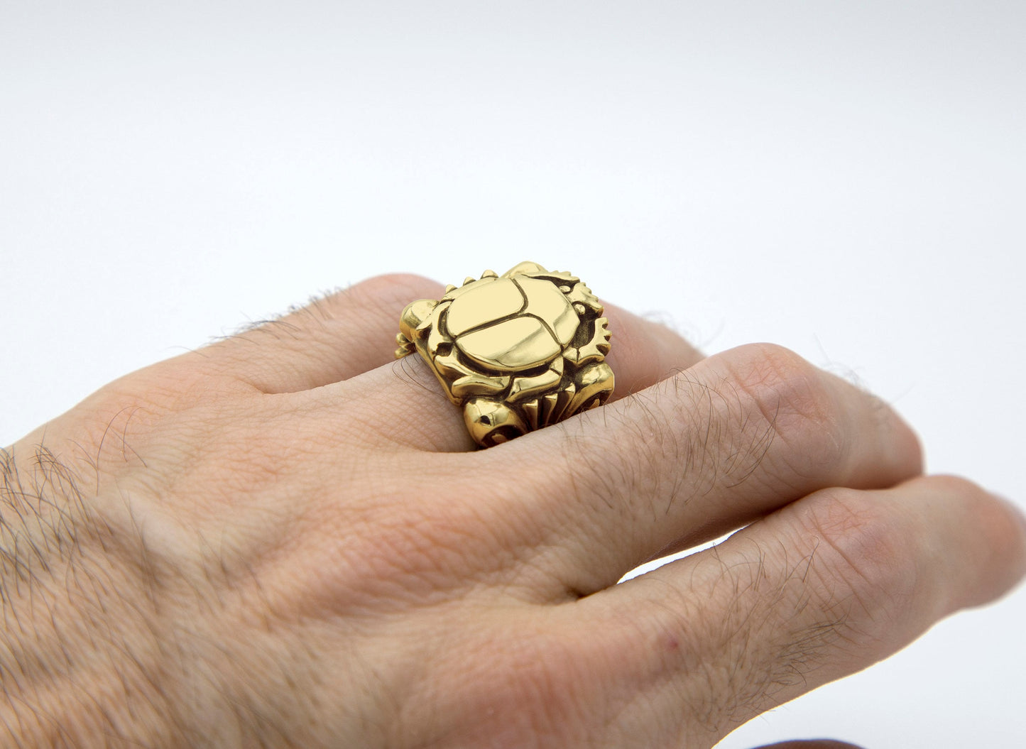 Scarab Filigree Gold Ring - Size 8
