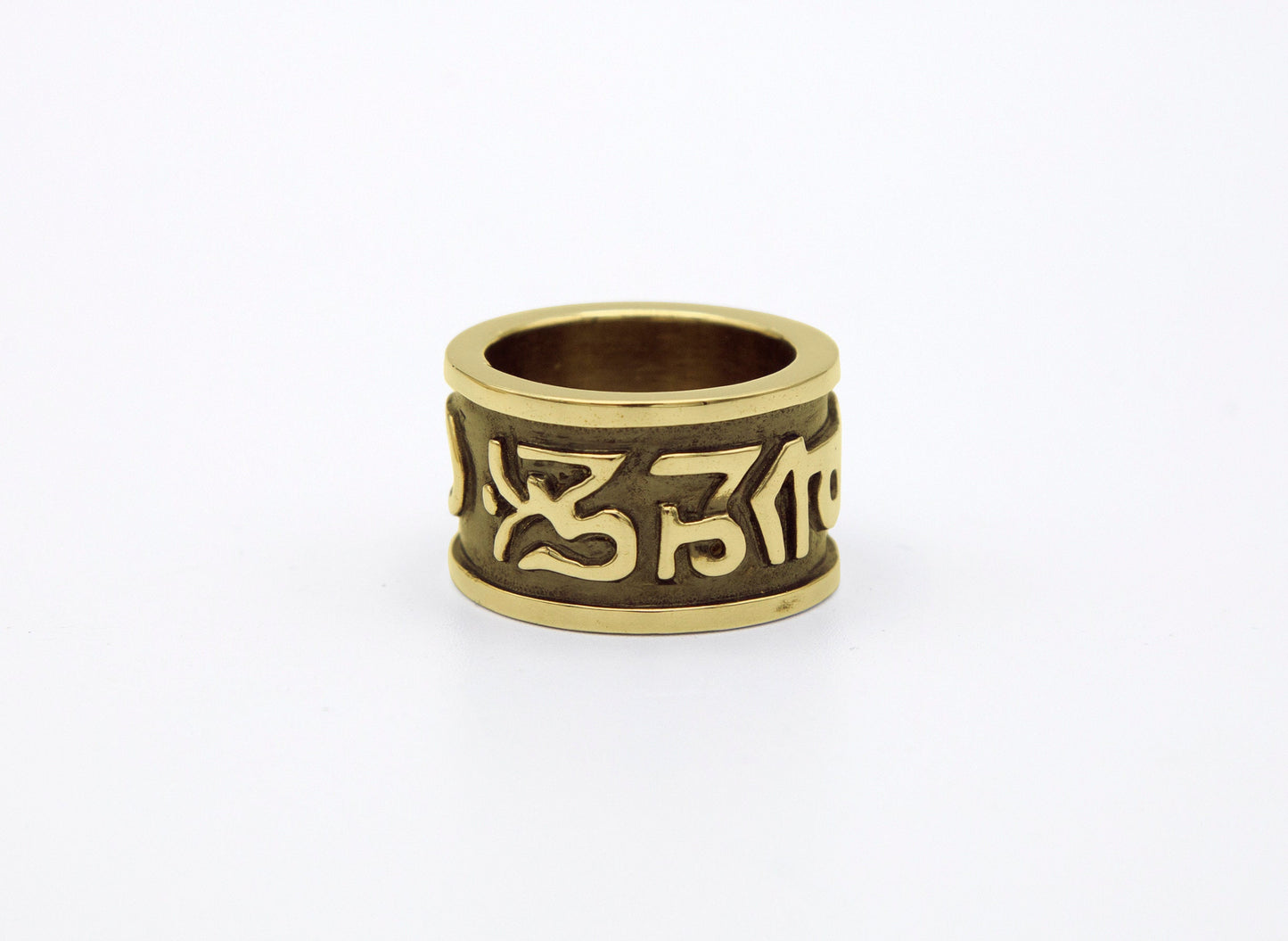 Tibetan Mantra Gold Ring - Size 8